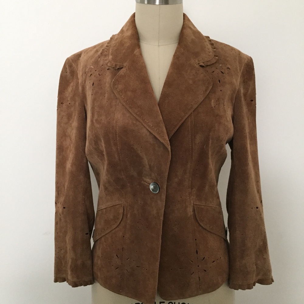 Leather Crop Brown Jacket Size XS